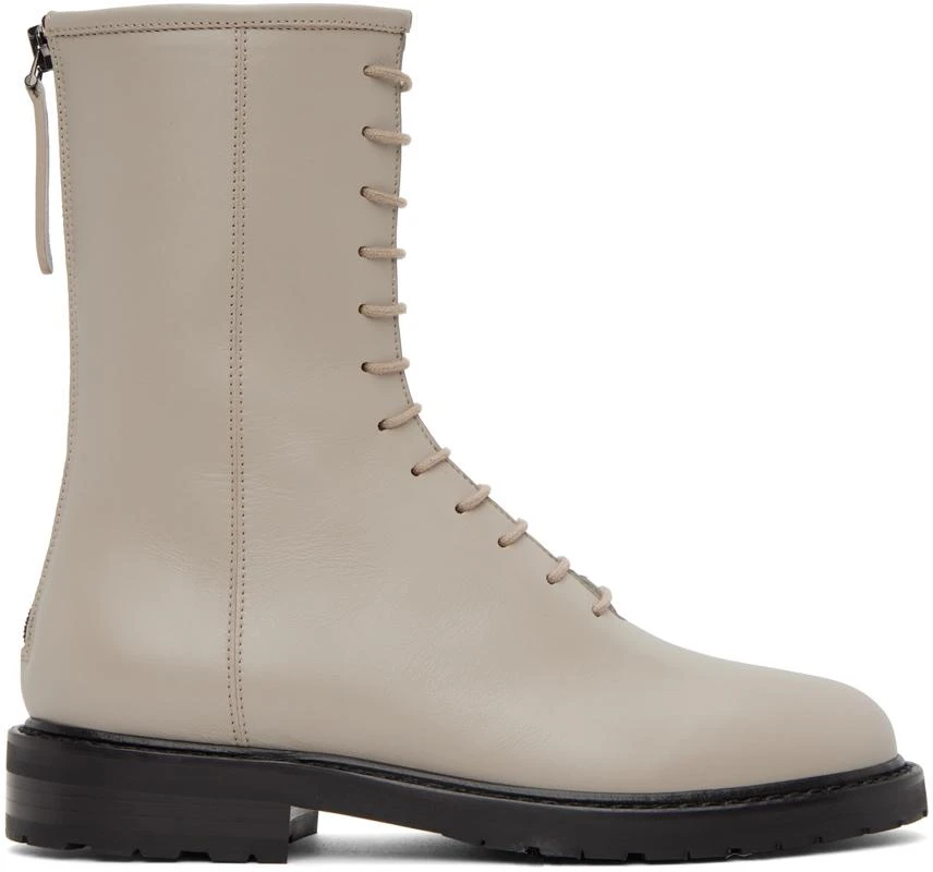 Shop Beige Leather Combat Boots on Sale at BeyondStyle – Get 75