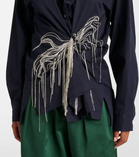 Dries Van Noten Embellished draped cotton gabardine shirt 5