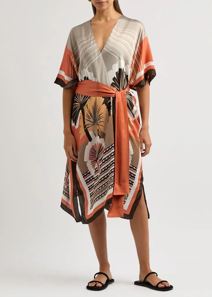MAX MARA BEACHWEAR Aramis printed satin kimono  4