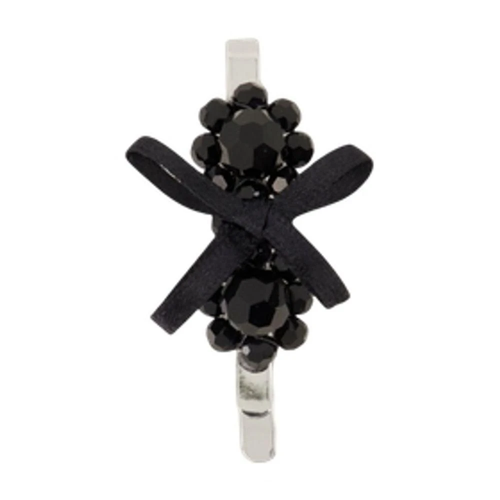 Simone Rocha Petite Bow Mini Flower Hair Clips - Crystal - Black