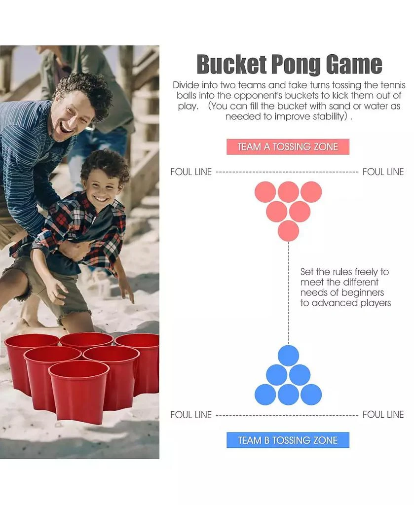 SUGIFT - Giant Yard Pong Game Set with Buckets, Balls 
Carry Bag 10