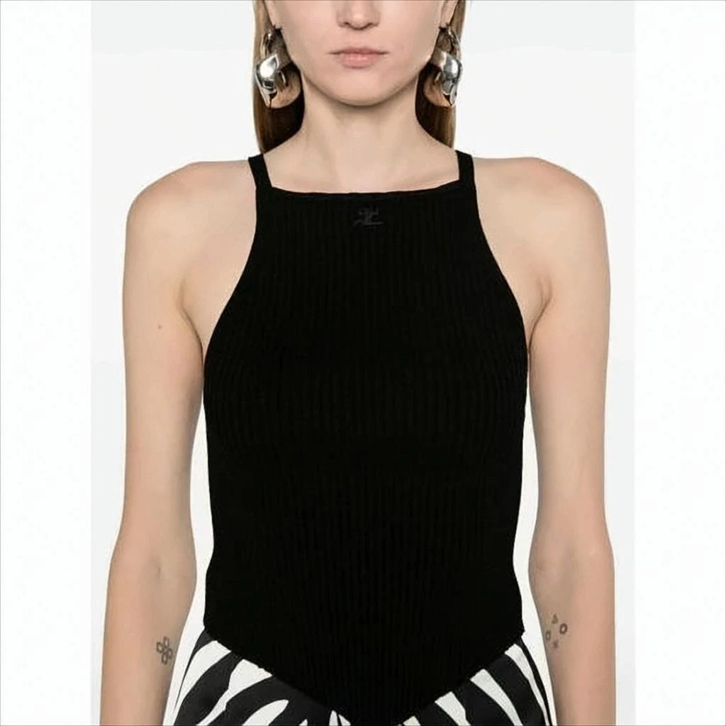 Courrèges Ribbed Sleeveless Bodysuit with High Neckline 4