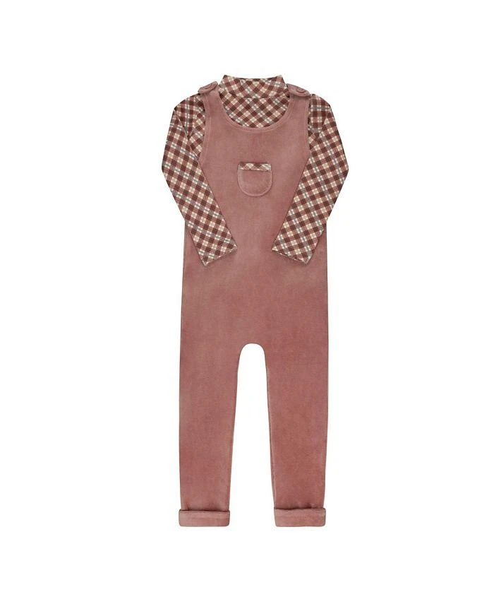 Ely
s 
Co. Unisex Velour Plaid Bear Collection Overalls and Turtleneck - Baby, Little Kid