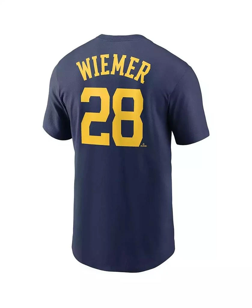 NIKE Men's Joey Wiemer Navy Milwaukee Brewers Name and Number T-shirt 2