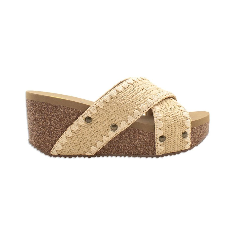 VOLATILE Antigua Raffia Studded Slide Wedge Sandals 1