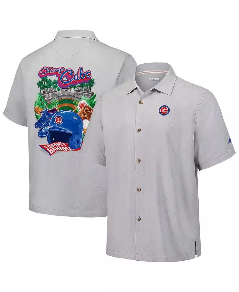 Tommy Bahama Men's Gray Chicago Cubs Hit and Run Silk Camp Button-Up Shirt 1