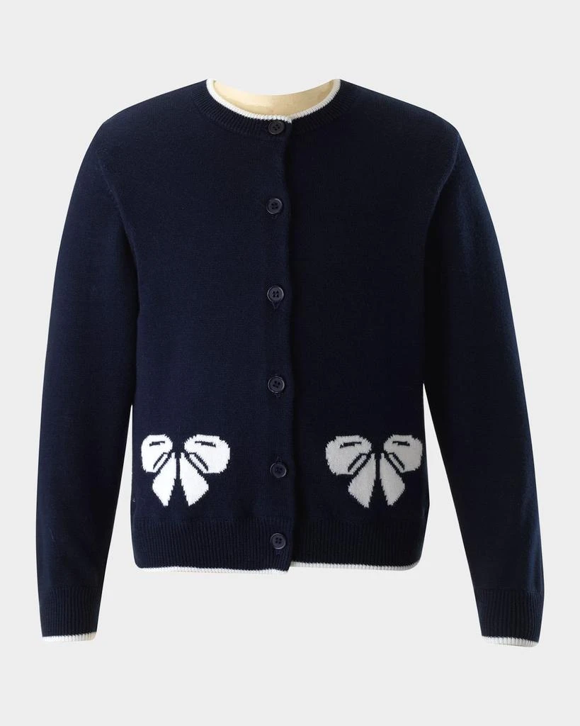 Rachel Riley Girl's Cardigan W/ Bow Intarsia, Size 2-10 1