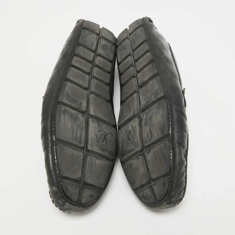 Louis Vuitton Louis Vuitton Black Damier Embossed Leather Outline Loafers Size 42.5 6