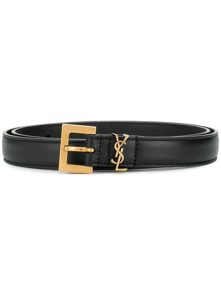 Yves Saint Laurent Saint Laurent Cassandre Thin Belt With Square Buckle In Box Leather Accessories 1
