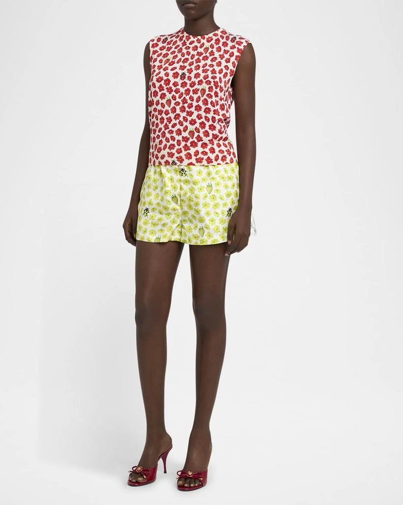 Versace Strawberry Garden Print Silk Knit Tank Top 2