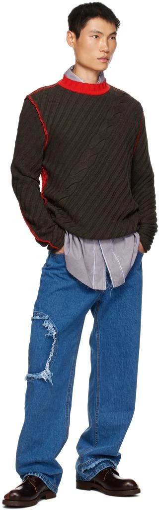 Edward Cuming Brown & Red Contrast Sweater 4