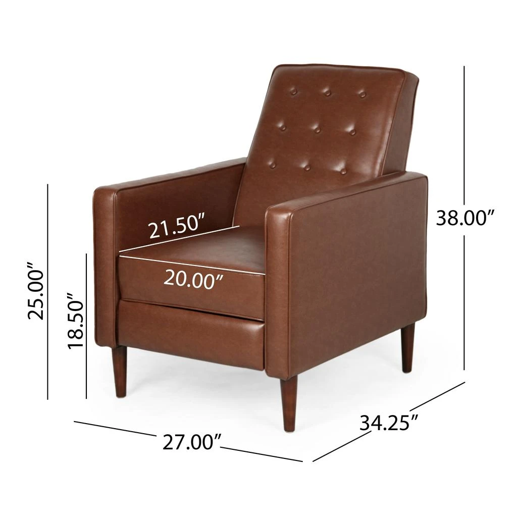 Streamdale Furniture Streamdale Mid-Century Modern Recliner with Button-Tufted Waffle Stitch Upholstery 6