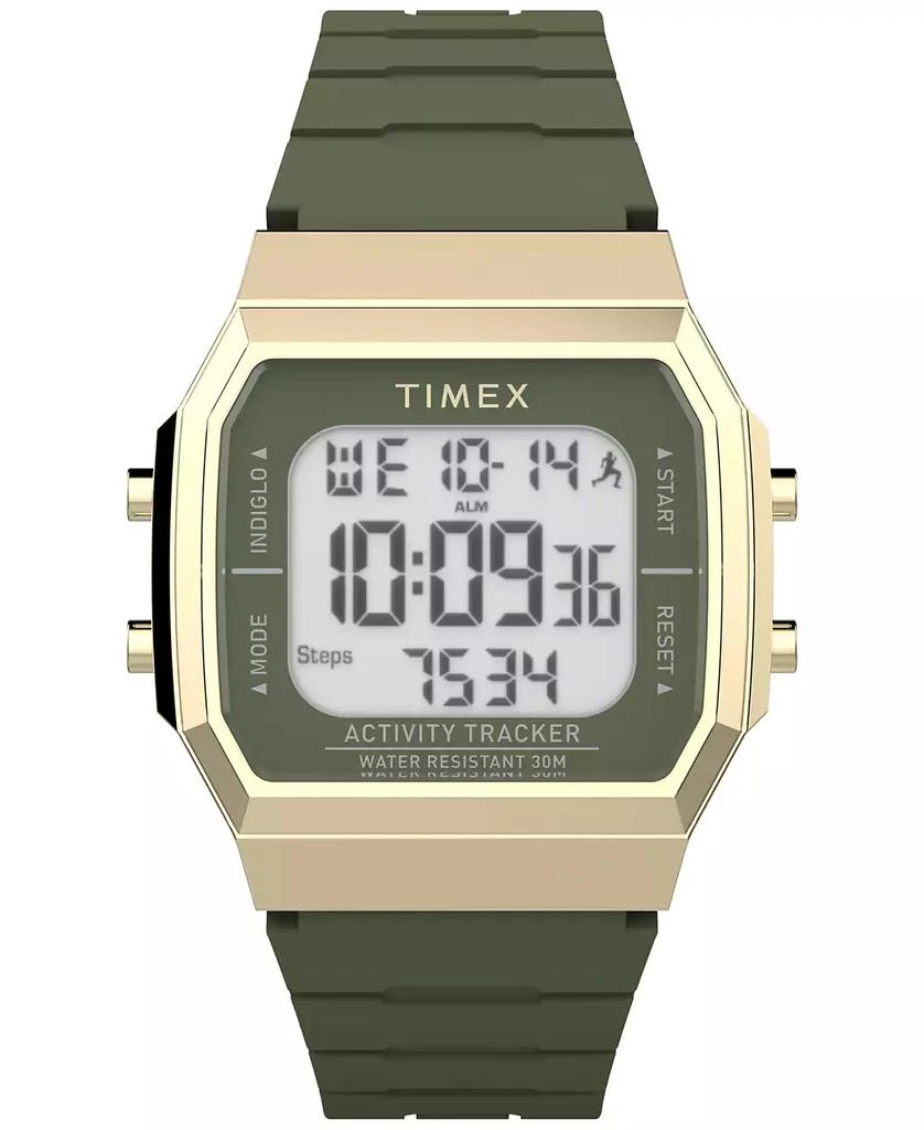 Timex Unisex Activity Tracker Digital Green Silicone Strap 40mm Octagonal Watch 1