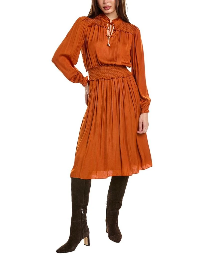 open lace back dress Tahari ASL Plus Linen-Blend Midi Dress main image 1