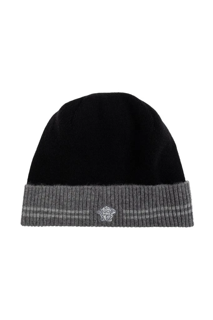 Versace Medusa-Embroidered Two-Toned Knitted Beanie – On  display picture 1