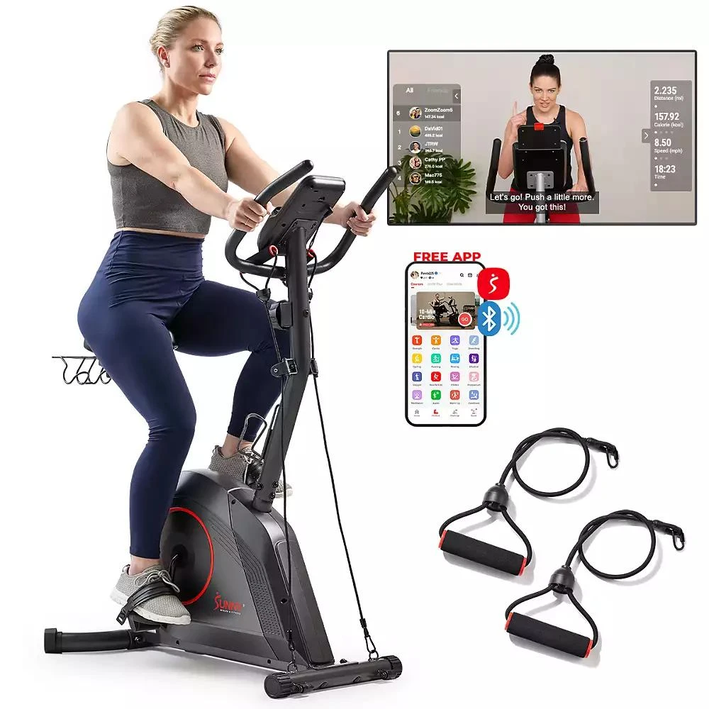 Sunny Health 
Fitness Smart 16-Level Magnetic Resistance Upright Bike, with Workout Bands 
Free SunnyFit App via Bluetooth
