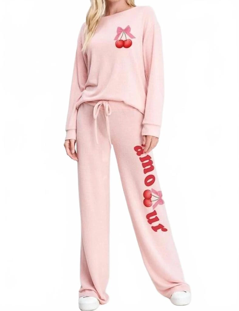 Phil Love Amour Cherry Loungewear Set In Pink