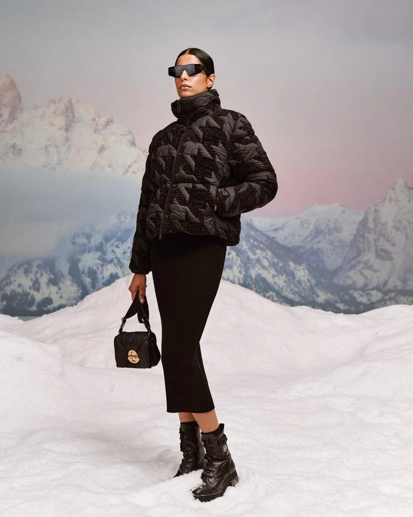 Moncler Evandra Embroidered Houndstooth Puffer Jacket 2