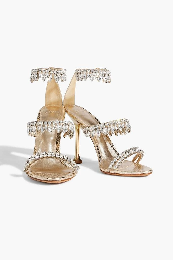 Alexandre Birman Karina embellished metallic snake-effect leather sandals 2