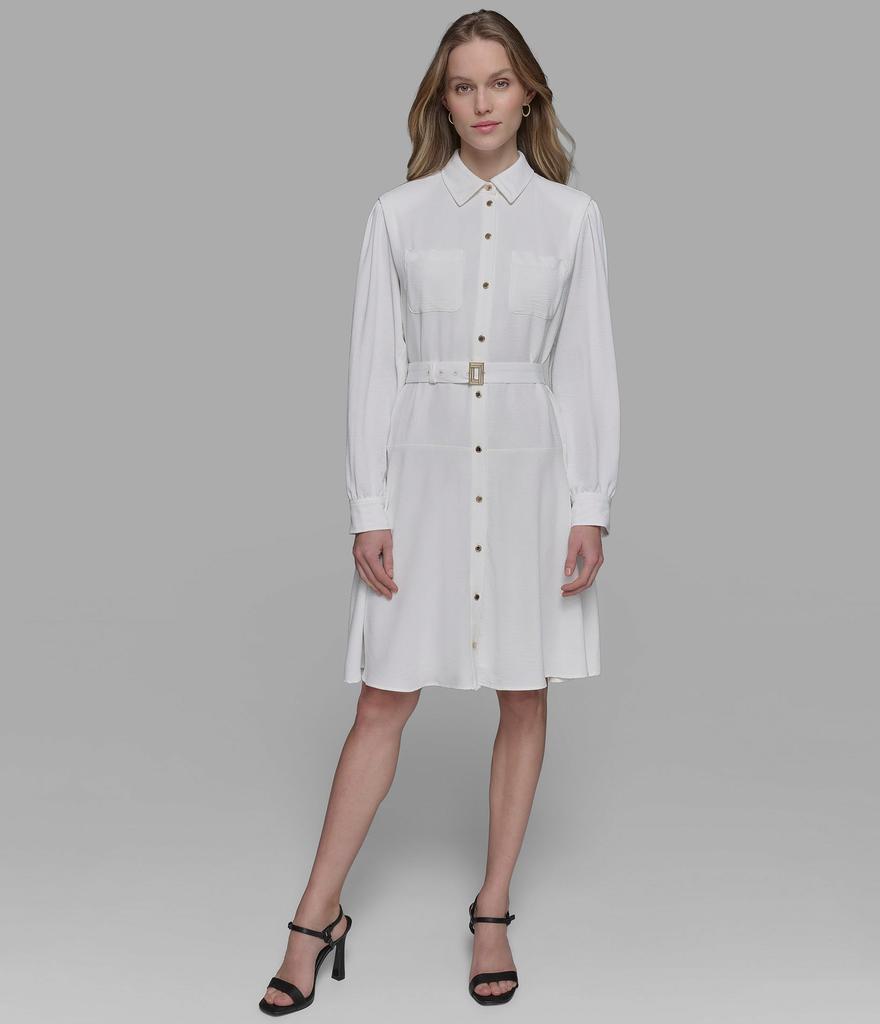 Karl Lagerfeld Paris LONG SLEEVE BELTED SHIRT DRESS