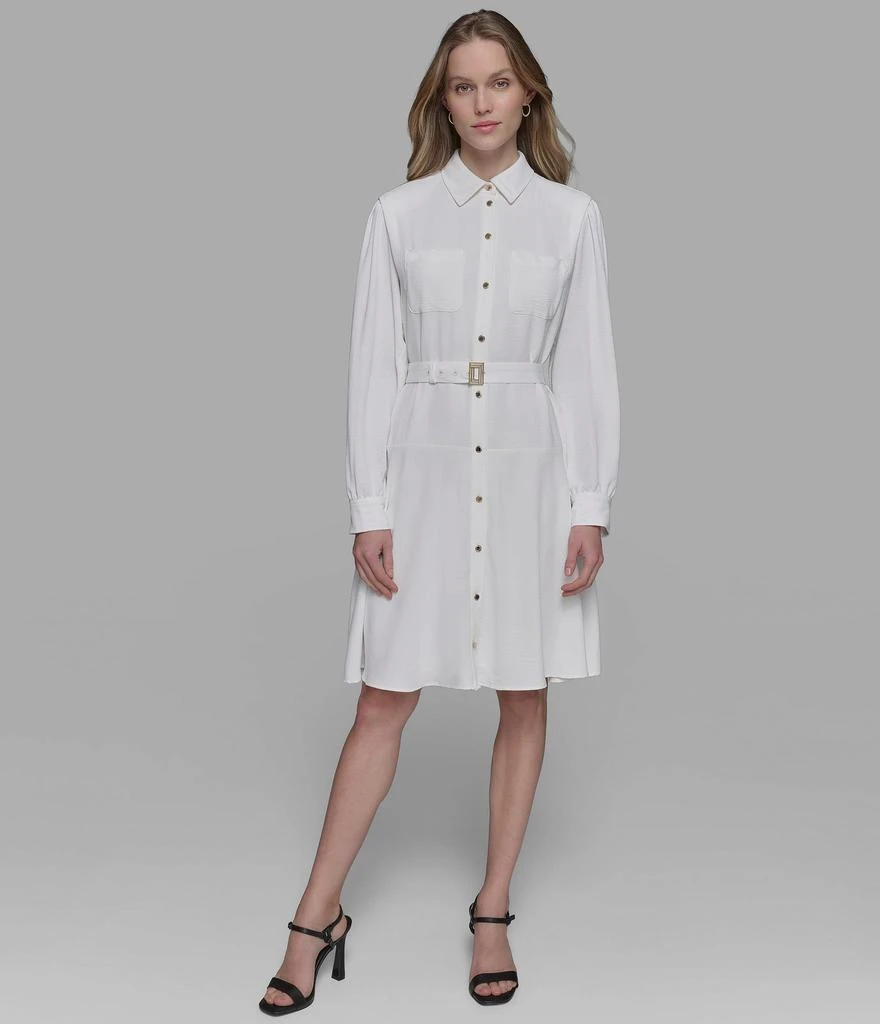 Karl Lagerfeld Paris LONG SLEEVE BELTED SHIRT DRESS 1