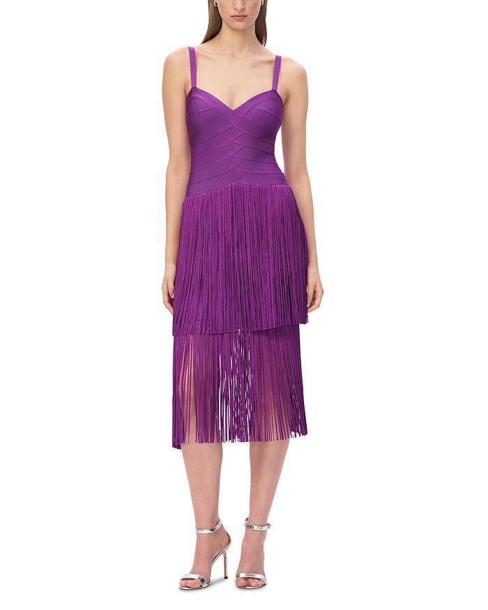 Herve Leger Hervé Léger 'Strappy Tiered Fringe' Dress
