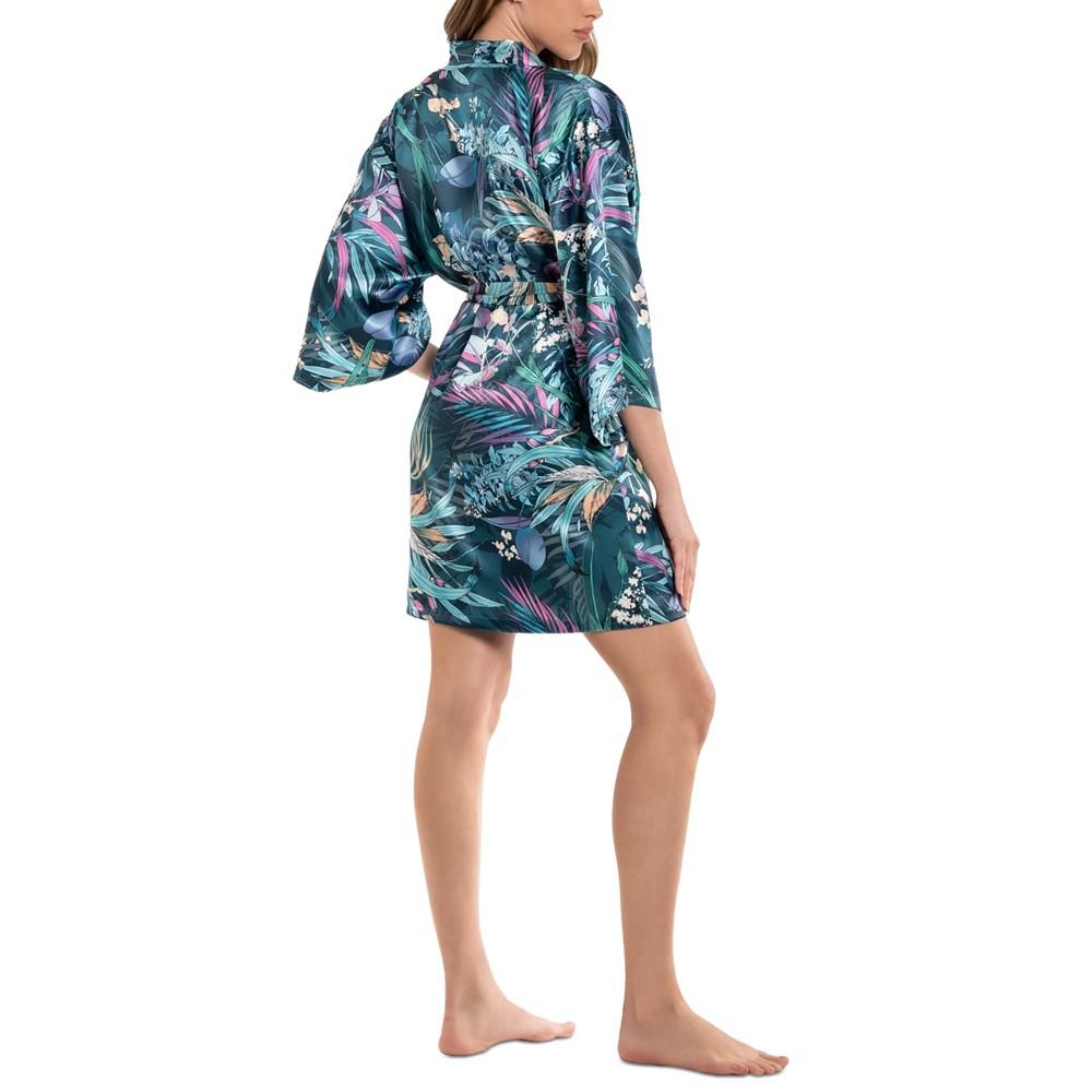 Linea Donatella Women's Printed Satin Wrap Robe