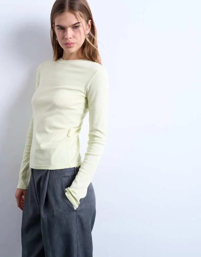 Topshop Topshop long sleeve everyday tee in sage green