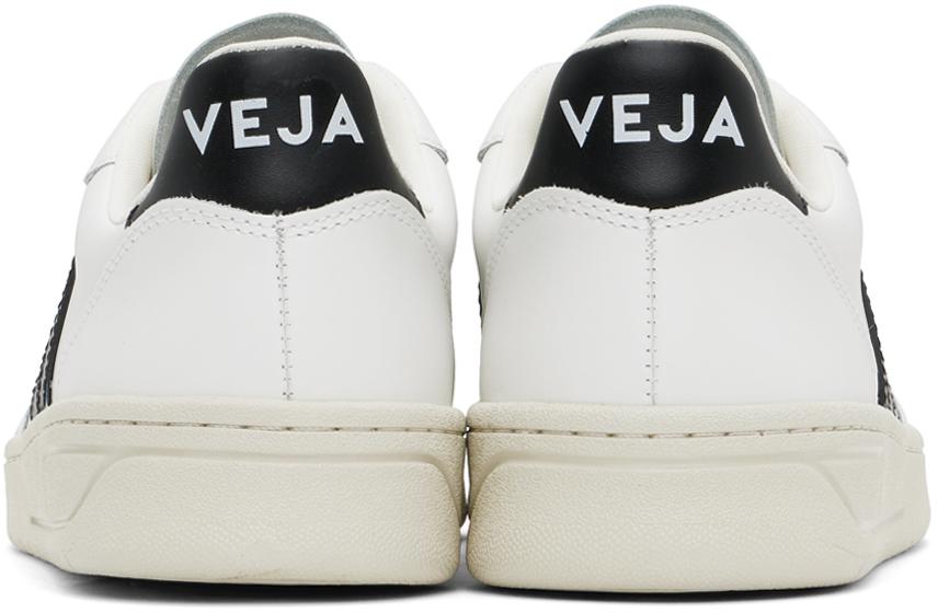 VEJA White & Black V-10 Leather Sneakers - Casual Shoes