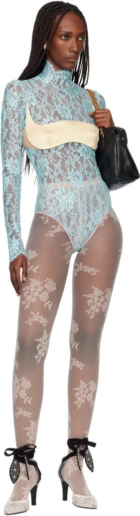 Valentino Blue Floral Lace Bodysuit 4
