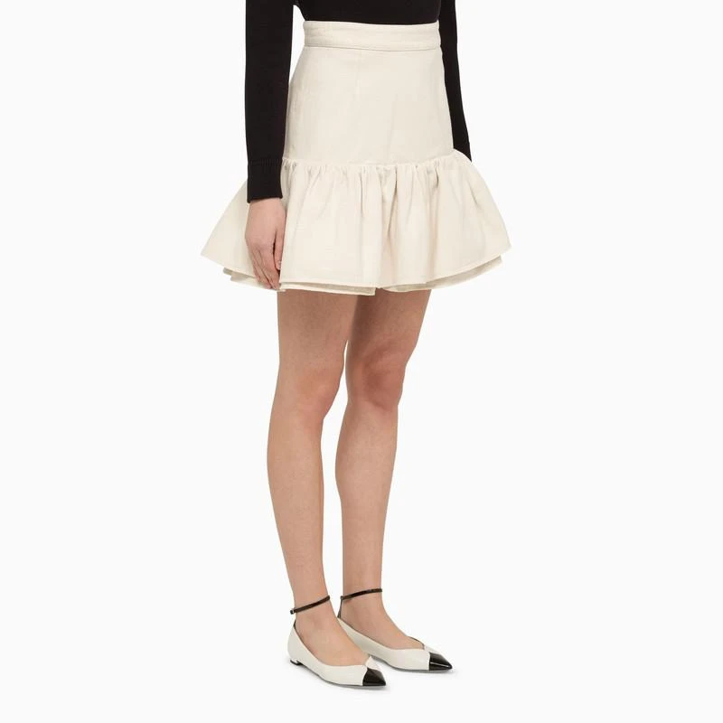 PATOU White cotton flounced mini skirt 3