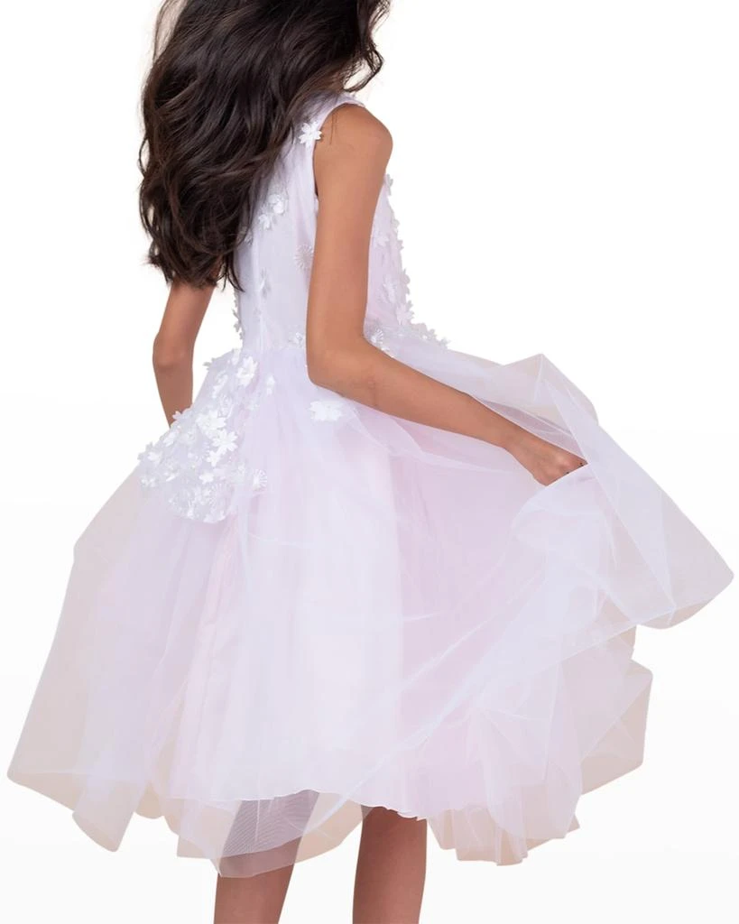 White Label by Zoe Girl's Lauren 3D Flower Embellished Tulle Dress, Size 2-12 4