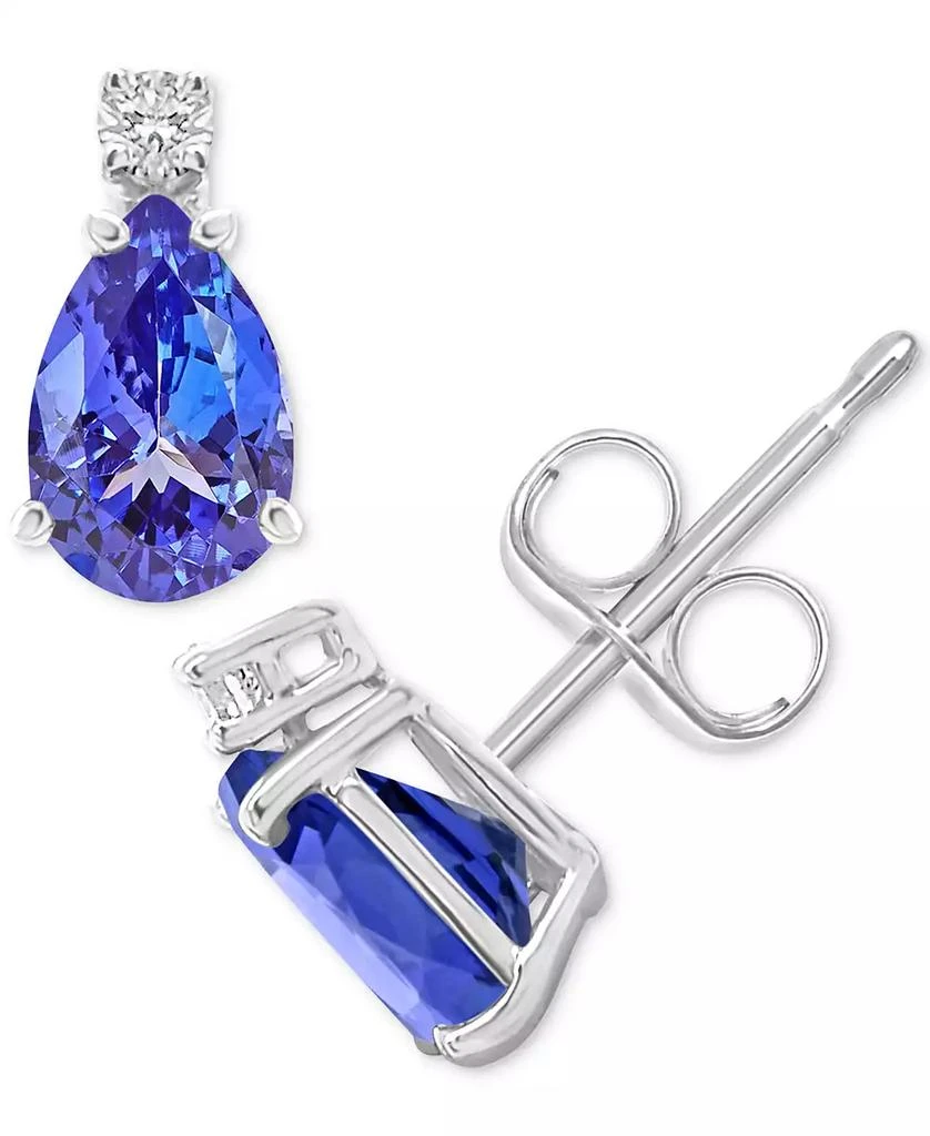 Macy's Tanzanite (3/4 ct. t.w.) & Diamond Accent Stud Earrings in 14k White Gold 3