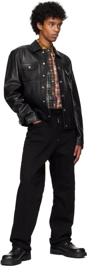 DSQUARED2 Black Boxy Jean Leather Jacket 4