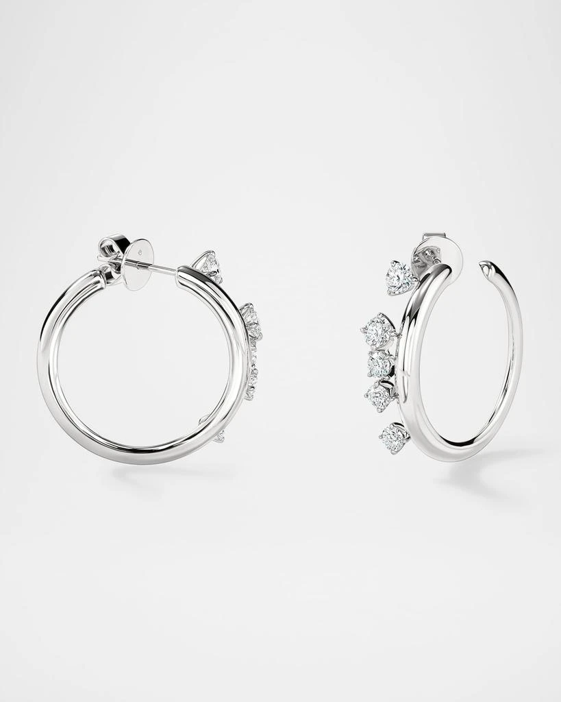 Hearts On Fire 18K White Gold Barre Floating Diamond Small Hoop Earrings 3