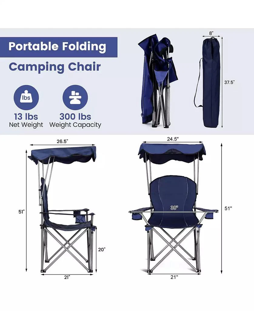 Mecale Portable Folding Beach Canopy Chair with Cup Holders 6