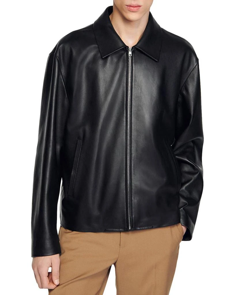 Sandro Cuir Zip Front Leather Jacket 1