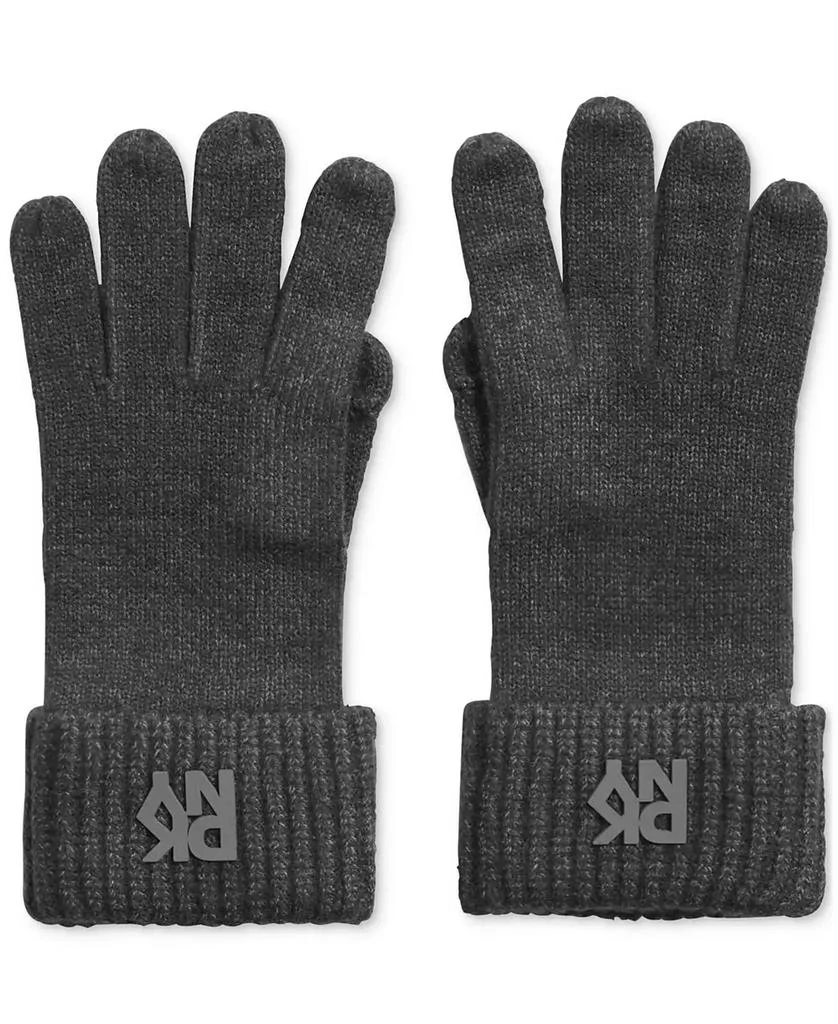 DKNY Women's Ribbed Logo Patch Gloves 1