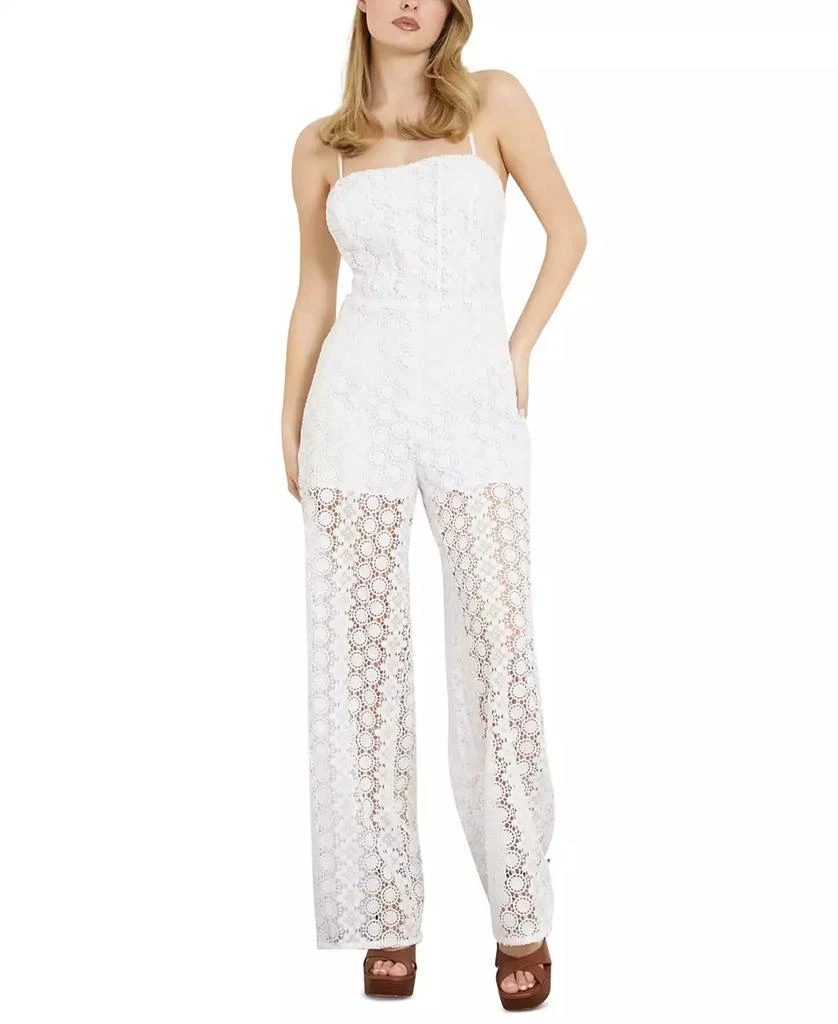 GUESS Women's Elle Sleeveless Open-Back Lace Jumpsuit 1
