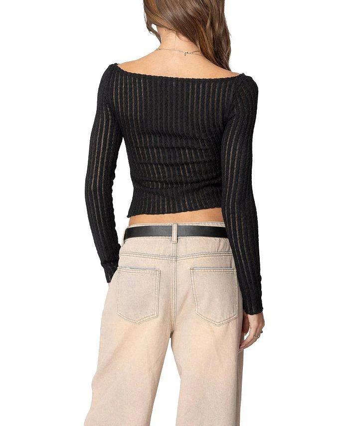 Edikted Textured Sheer Boat Neck Top 3