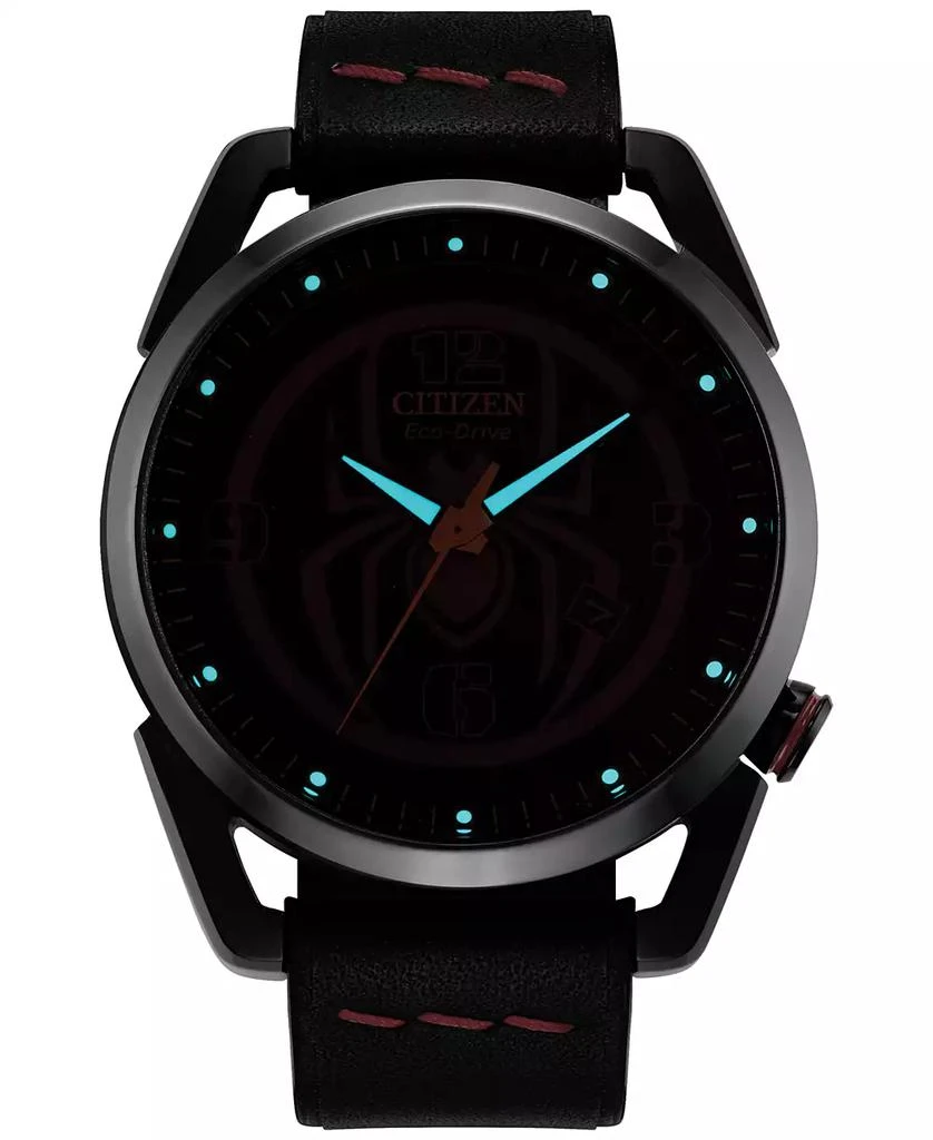 Citizen Eco-Drive Men's Marvel Miles Morales Black Leather Strap Watch 42mm 4