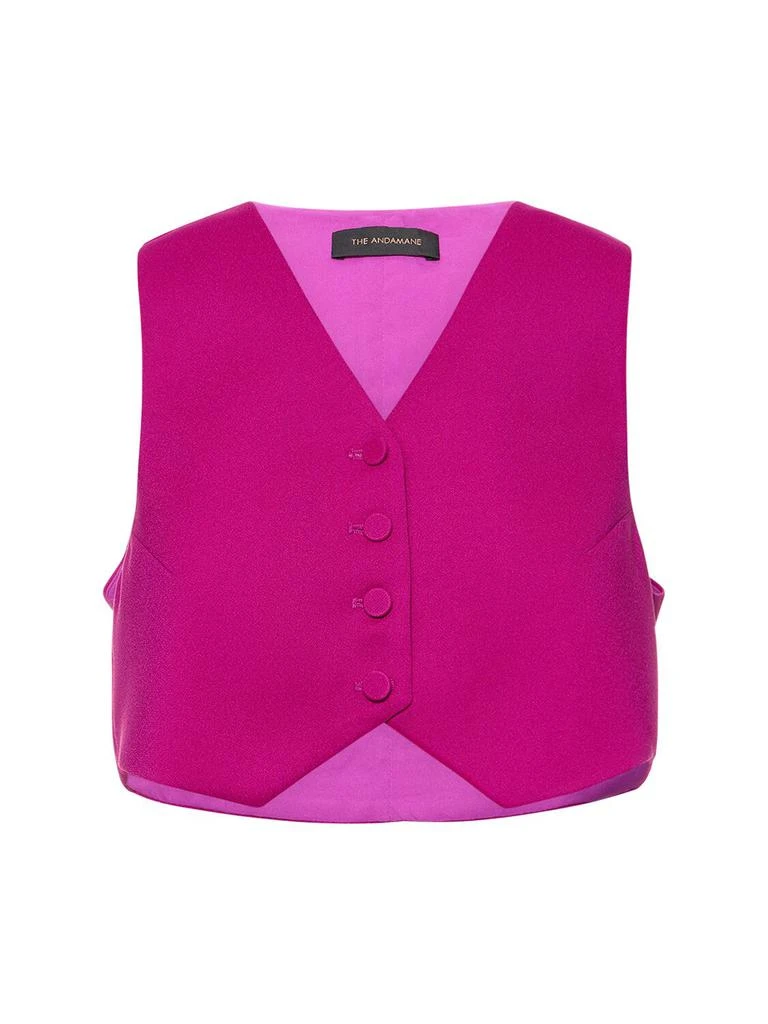 THE ANDAMANE Nadine Cropped Crepe Satin Vest 1