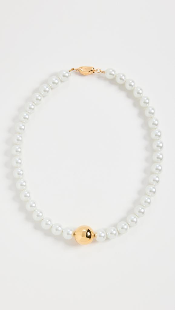 Timeless Pearly Gold Ball Majorica Pearl Necklace