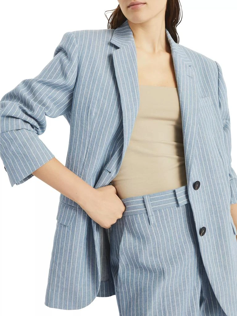 Brunello Cucinelli Linen and Hemp Chalk Stripe Twill Blazer 4
