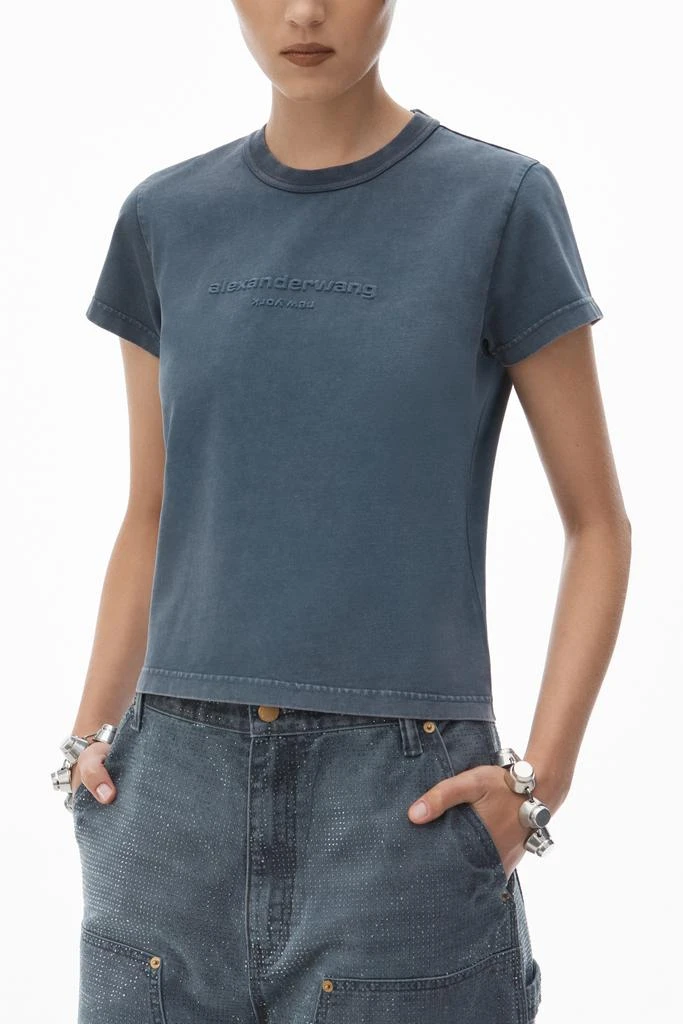 Alexander Wang shrunken logo embossed tee in cotton 3