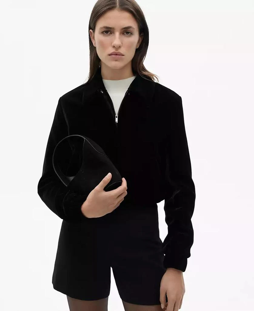 Mango Women's Velvet Bomber Jacket 1