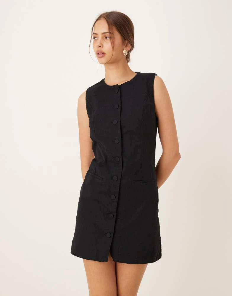 chinese dress ladies Anya Linen Halter Mini Dress - Oat Marle