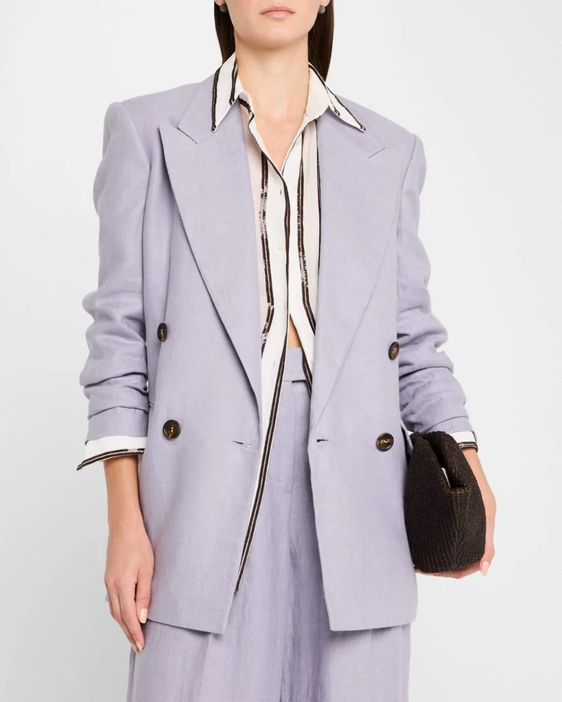 Brunello Cucinelli Double-Breasted Linen Gabardine Blazer 4