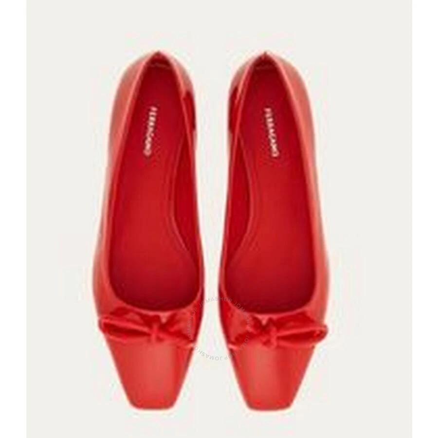 Salvatore Ferragamo Ladies Red Ballet Flat With Asymmetric Bow 1