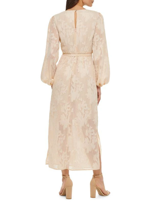 Kensie Metallic Floral Burnout Chiffon Maxi Dress 2